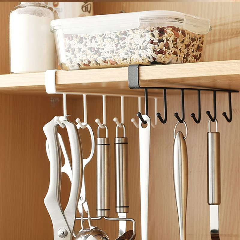 Convenient Clip Hook Iron 6 Hook Storage Rack Cabinet Metal Frame - Medaid International