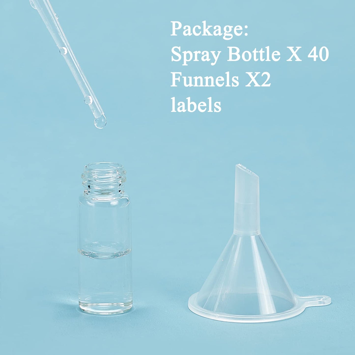BENECREAT 40PCS 3ml Mini Fine Mist Glass Spray Bottle Clear Glass Travel Empty Atomiser Black Cap with 2PCS Funnel and 4PCS 2ml Pipettes for Perfume, Cosmetic - Medaid International