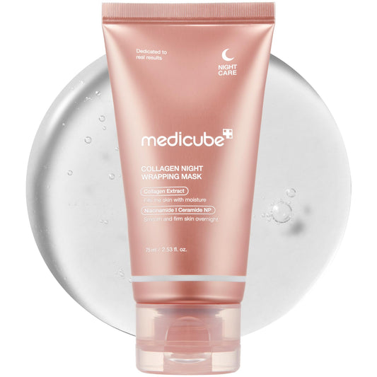 medicube Collagen Overnight Wrapping Peel Off Facial Mask Pack - Elasticity & Hydration Care, Reduces Sagging & Dullness - Hydrolyzed Collagen For Glowing Skin - Korean Skin Care, 2.53 fl.oz - Medaid International