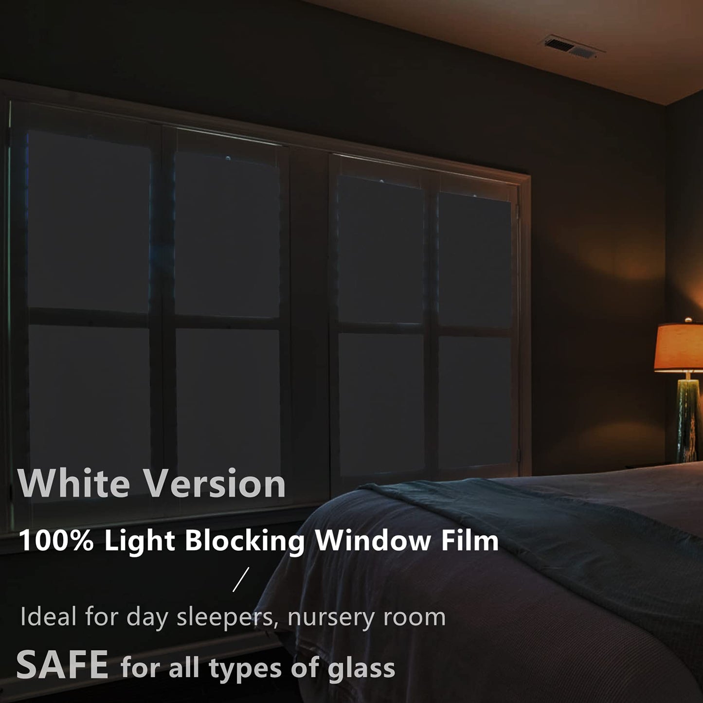 FEOMOS White Total Blackout Window Film, Static Cling Blackout Window Clings, 100% Light Blocking Film, Room Darkening Window Cover for Privacy Day Sleep Sun Blocking 35.4x78.7 inches - Medaid International