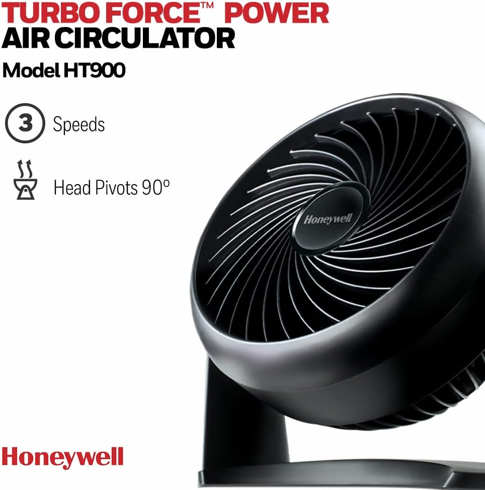 Honeywell TurboForce Power Fan (Quiet Operation Cooling, 90° Variable Tilt, 3 Speed Settings, Wall Mount Feature, Table Fan) HT900E - Medaid International