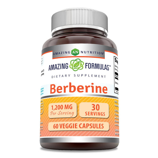 Amazing Formulas Berberine Supplement | 1200 Mg per Serving | Veggie Capsules | Non-GMO | Gluten-Free | Made in USA (60 Count, 1 Pack) - Medaid International