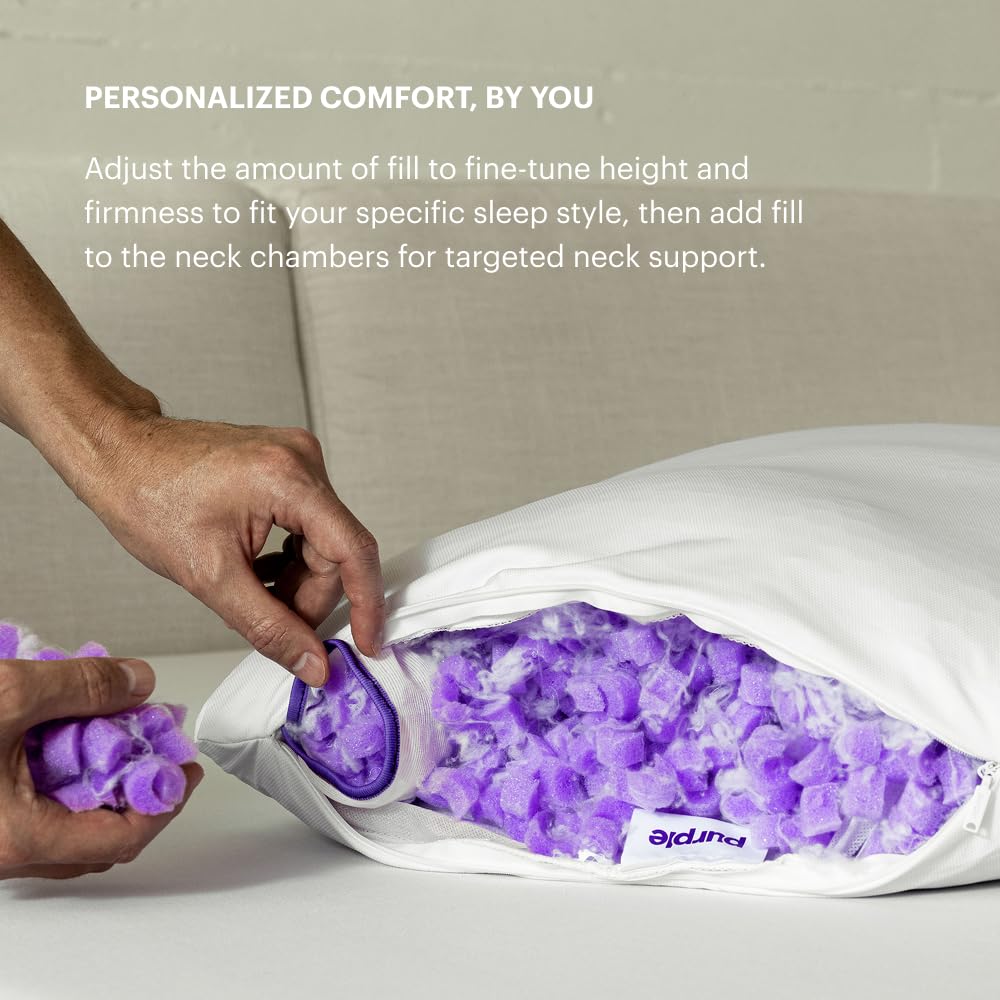 Purple Freeform Pillow - Standard Size, Customizable Support with GelFlex Grid & MicroFlex Moon Foam - Pressure Relief, Cooling, Extra Filling & Adjustable Height - Medaid International