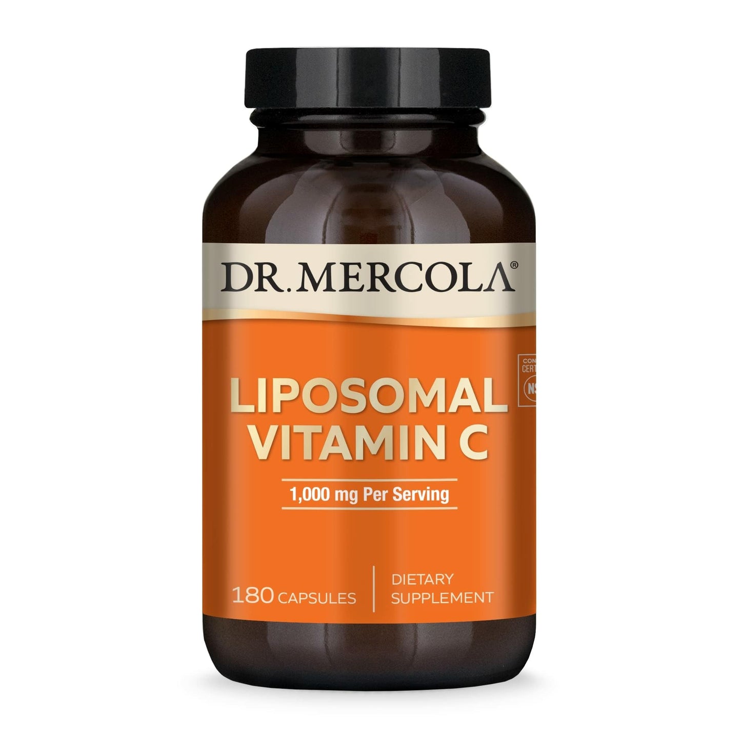 Dr. Mercola Liposomal Vitamin C - Brain, Heart, Eye & Immune Support - Provides 1,000 mg of Bioavailable Vitamin C - Non-GMO, Gluten-Free & Soy-Free - 180 Capsules (90 Servings) - Medaid International
