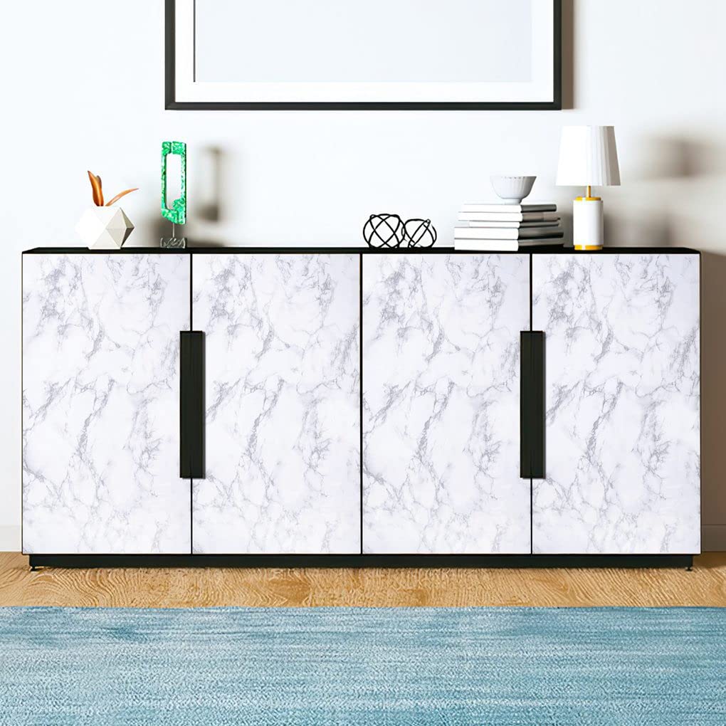 Arthome White Marble Contact Paper - Peel and Stick Wallpaper - Self-Adhesive & Removable Wall Paper for Furniture Desk, Kitchen Countertop, Cabinet, Shelf Liner, Wallcovering, (17"x120") - Medaid International