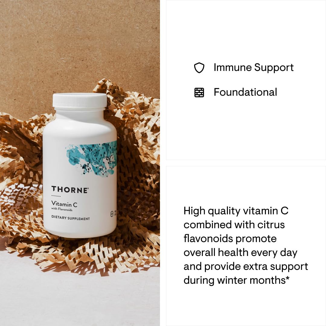 THORNE - Vitamin C - Blend of Vitamin C and Citrus Bioflavonoids from Oranges - Support Immune System, Production of Cellular Energy, Collagen Production, & Healthy Tissue - Gluten-Free - 90 Capsules - Medaid International