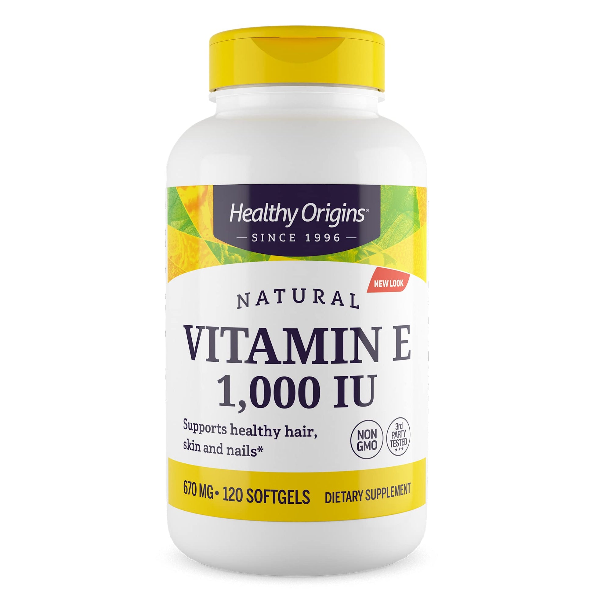 Healthy Origins Vitamin E, 1,000 IU (Natural) Mixed Tocopherols - Vitamin E Supplement - Gluten-Free & Non-GMO Skin, Hair & Nails Vitamin - 120 Softgels - Medaid International