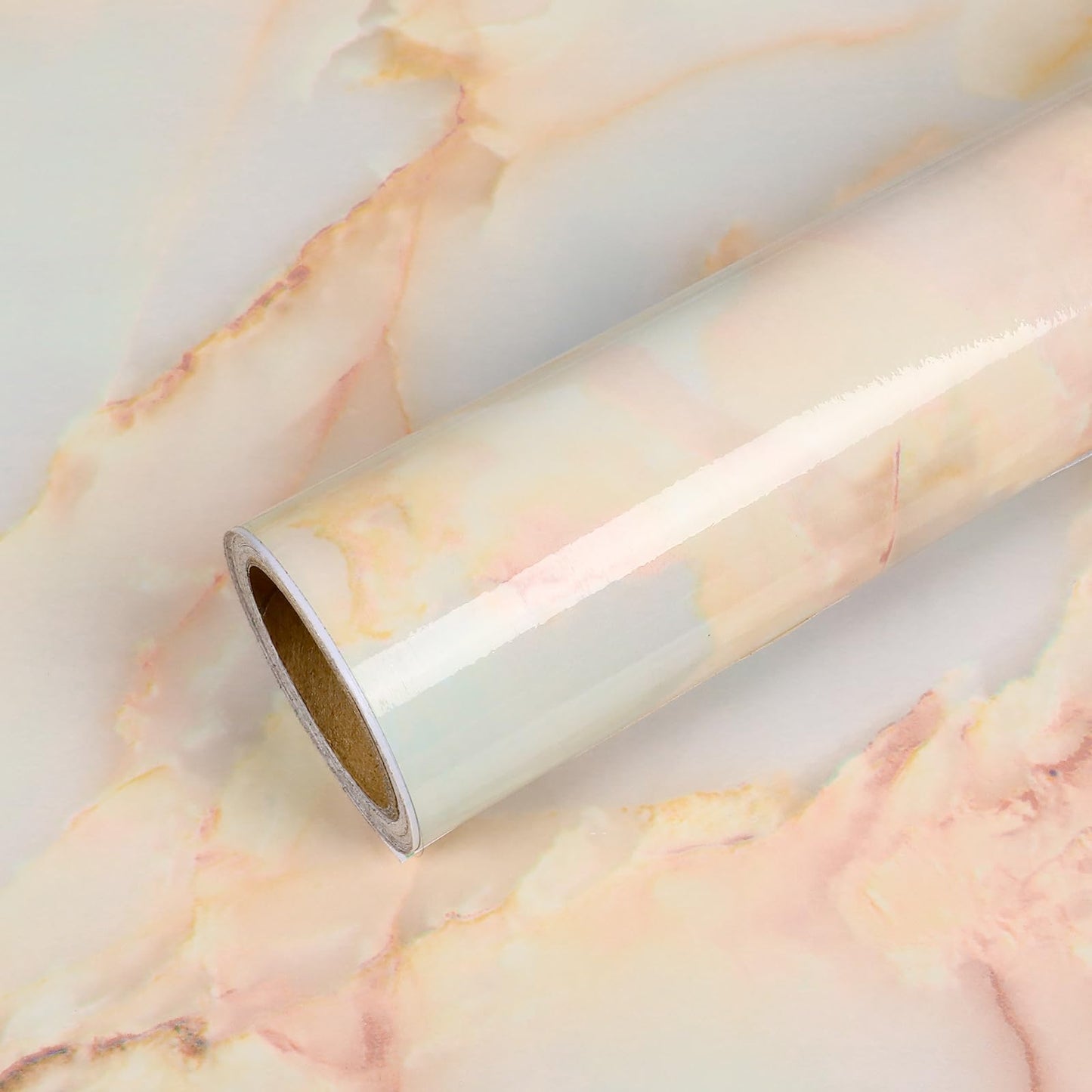 VEELIKE 15.74''x118.11'' Gold Pink Marble Contact Paper Wallpaper Stick and Peel Self Adhesive Removable Waterproof Wall Covering for Table Countertop Cabinet Drawer - Medaid International