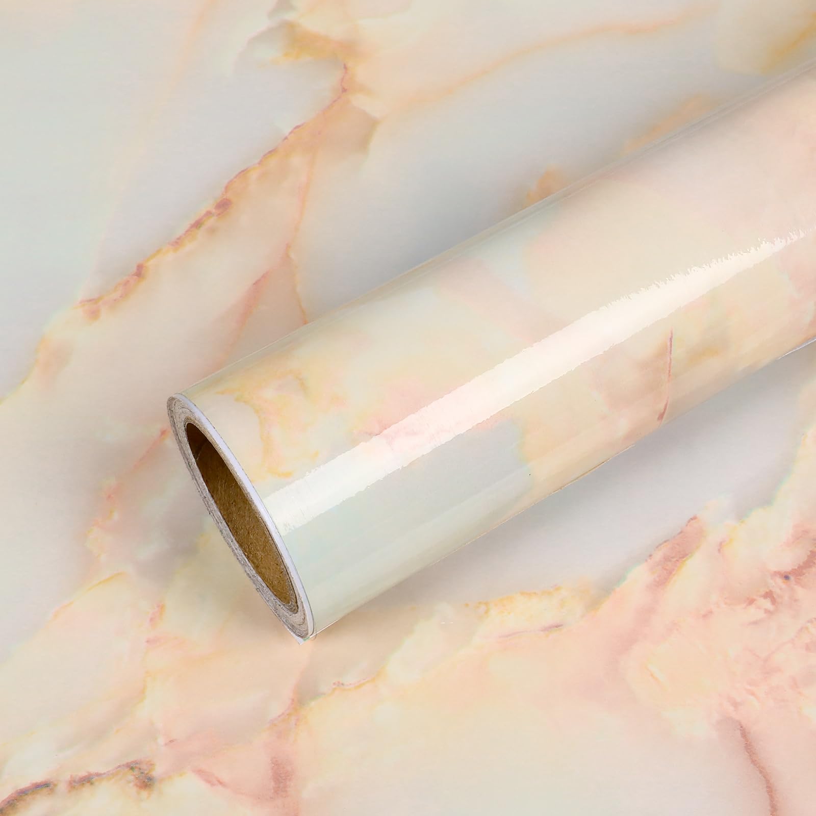 VEELIKE 15.74''x118.11'' Gold Pink Marble Contact Paper Wallpaper Stick and Peel Self Adhesive Removable Waterproof Wall Covering for Table Countertop Cabinet Drawer - Medaid International