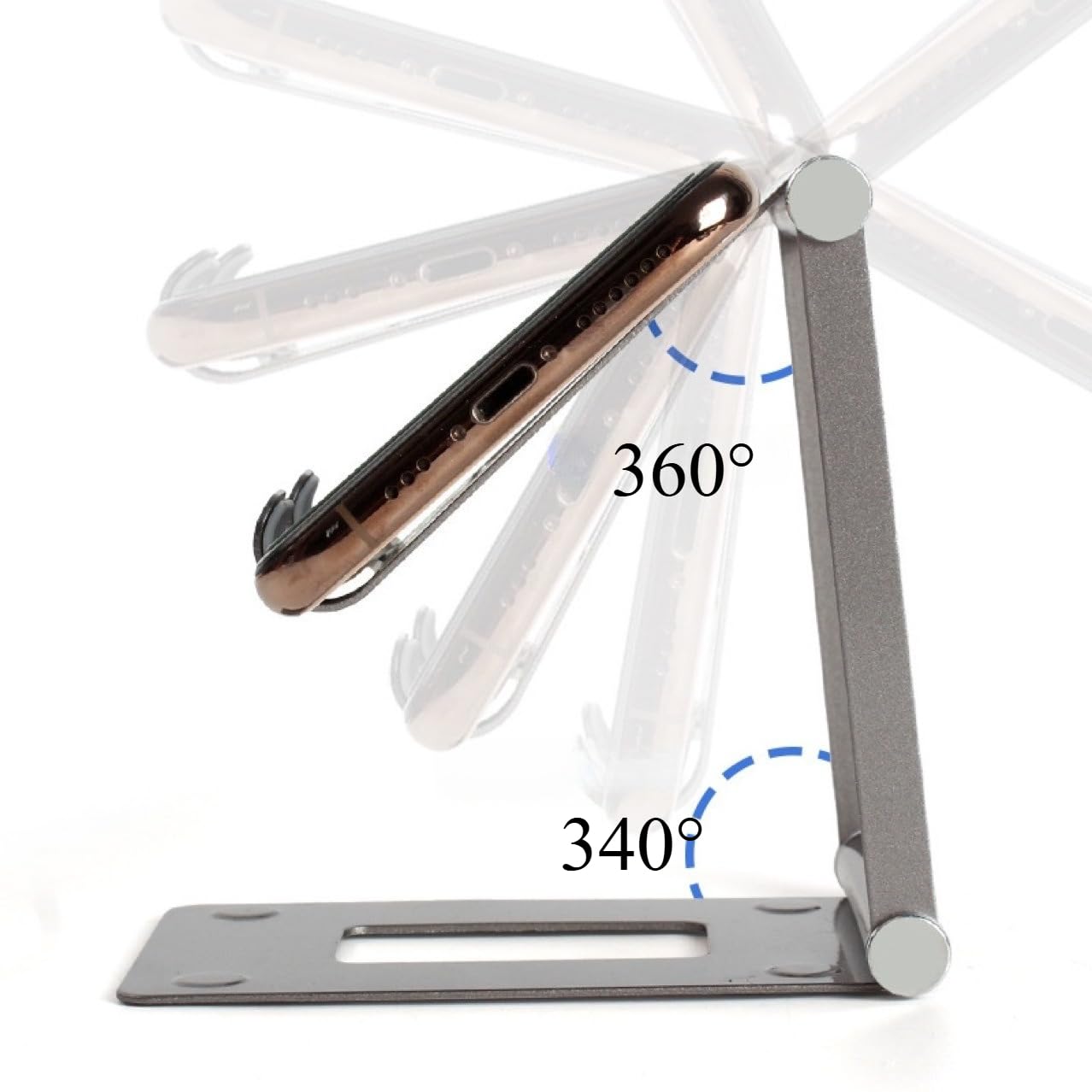 Universal Adjustable Phone Stand - 360° Tilt & Swivel Aluminum Holder for Desk, Bed, Travel Heavy-Duty Stable Base for Phones & Tablets - Medaid International