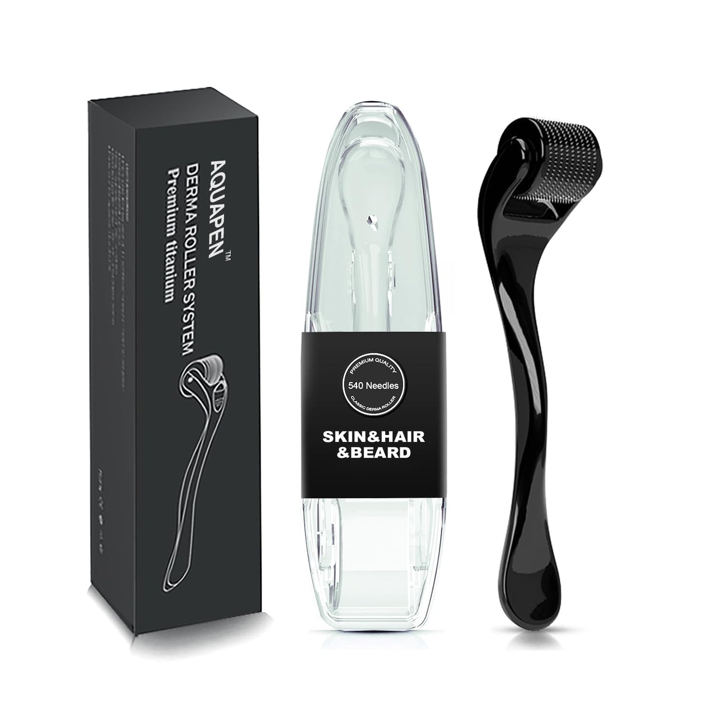 Derma Roller 540 Titanium Microneedles for Face, Scalp & Beard Care | 0.25mm Needle Depth | Premium Durable Design | Hypoallergenic & Easy-Clean | Unisex for Women & Men - Medaid International