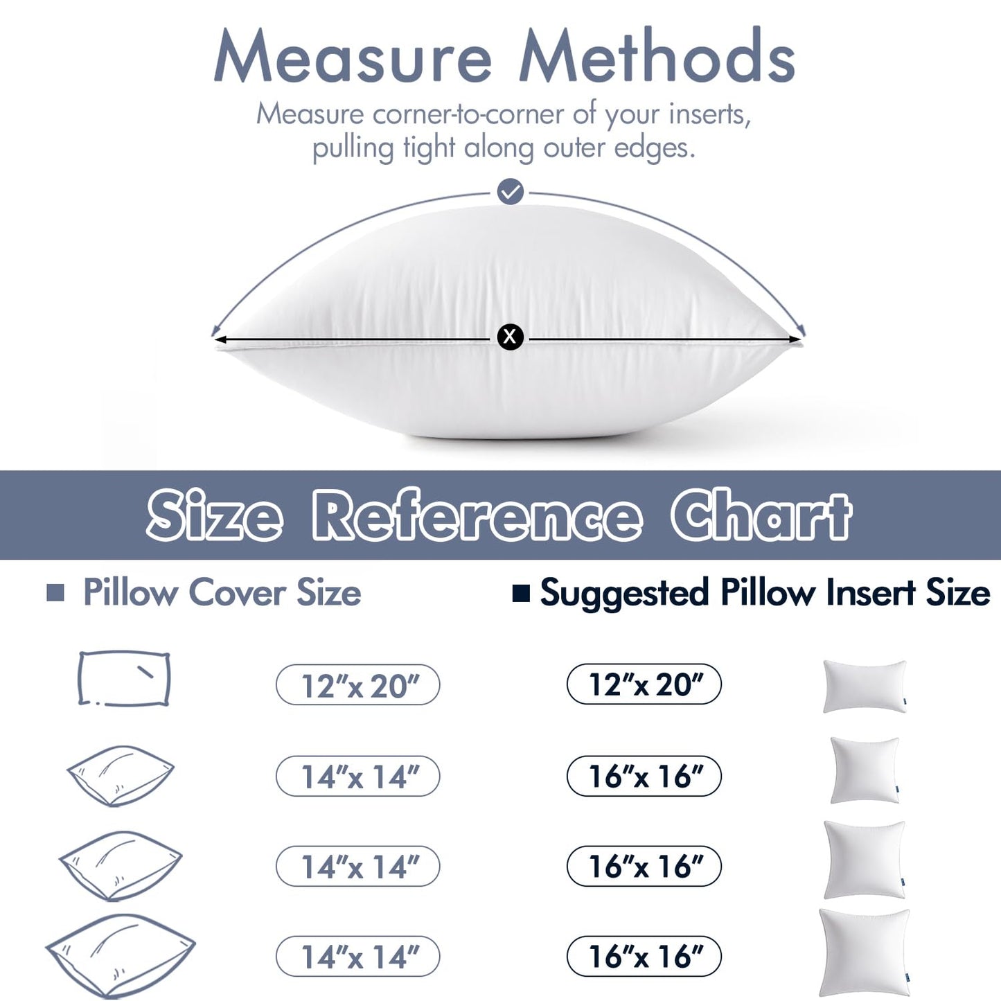 MIULEE 20 x 20 Pillow Inserts (Set of 2) -Throw Pillows for Couch Sofa with 100% Cotton Covers - Medaid International