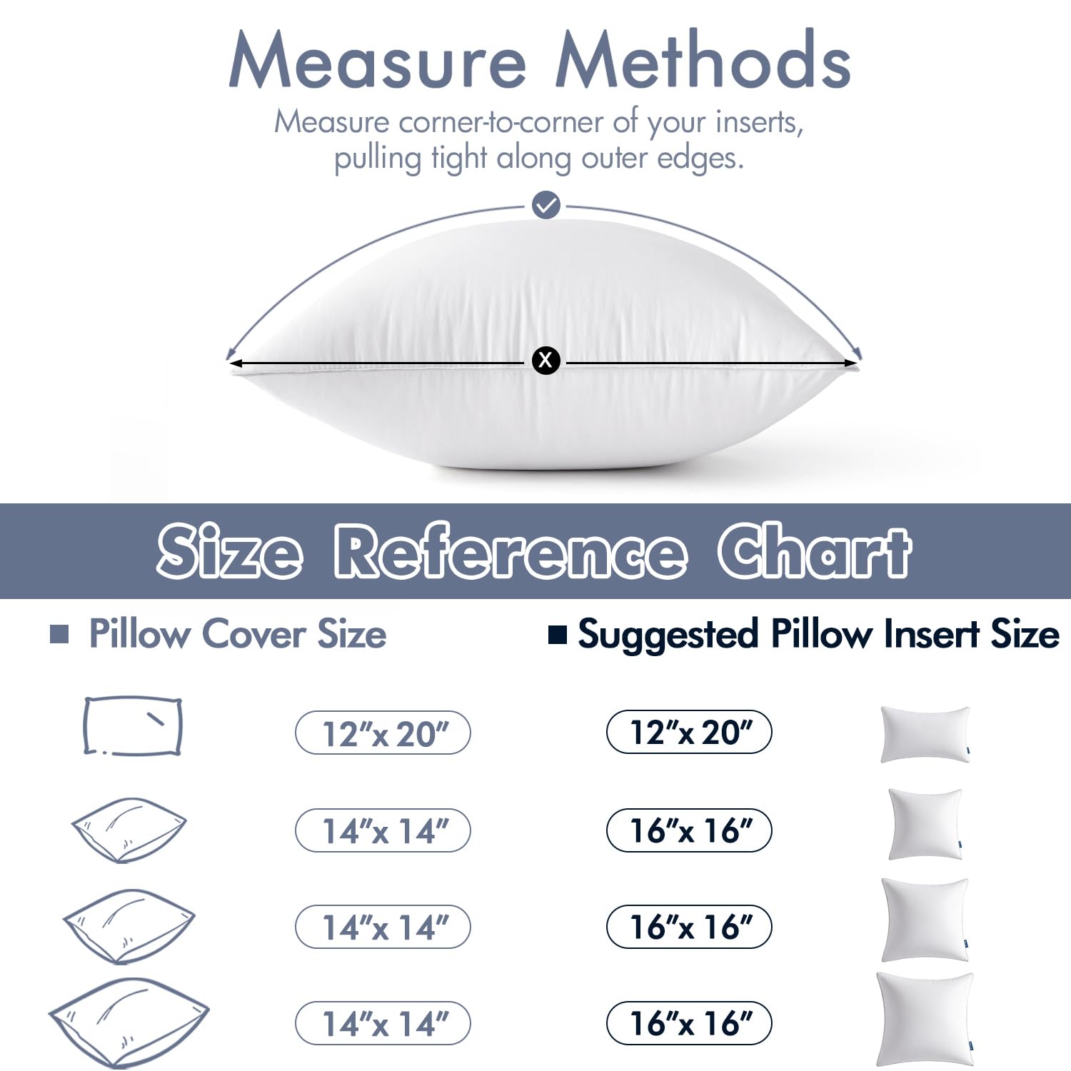 MIULEE 20 x 20 Pillow Inserts (Set of 2) -Throw Pillows for Couch Sofa with 100% Cotton Covers - Medaid International