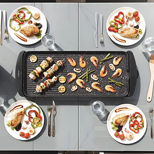 Cecotec - Tasty & Grill 3000 RockWater L, 2200W, Large 65x30cm Surface, Non-Stick