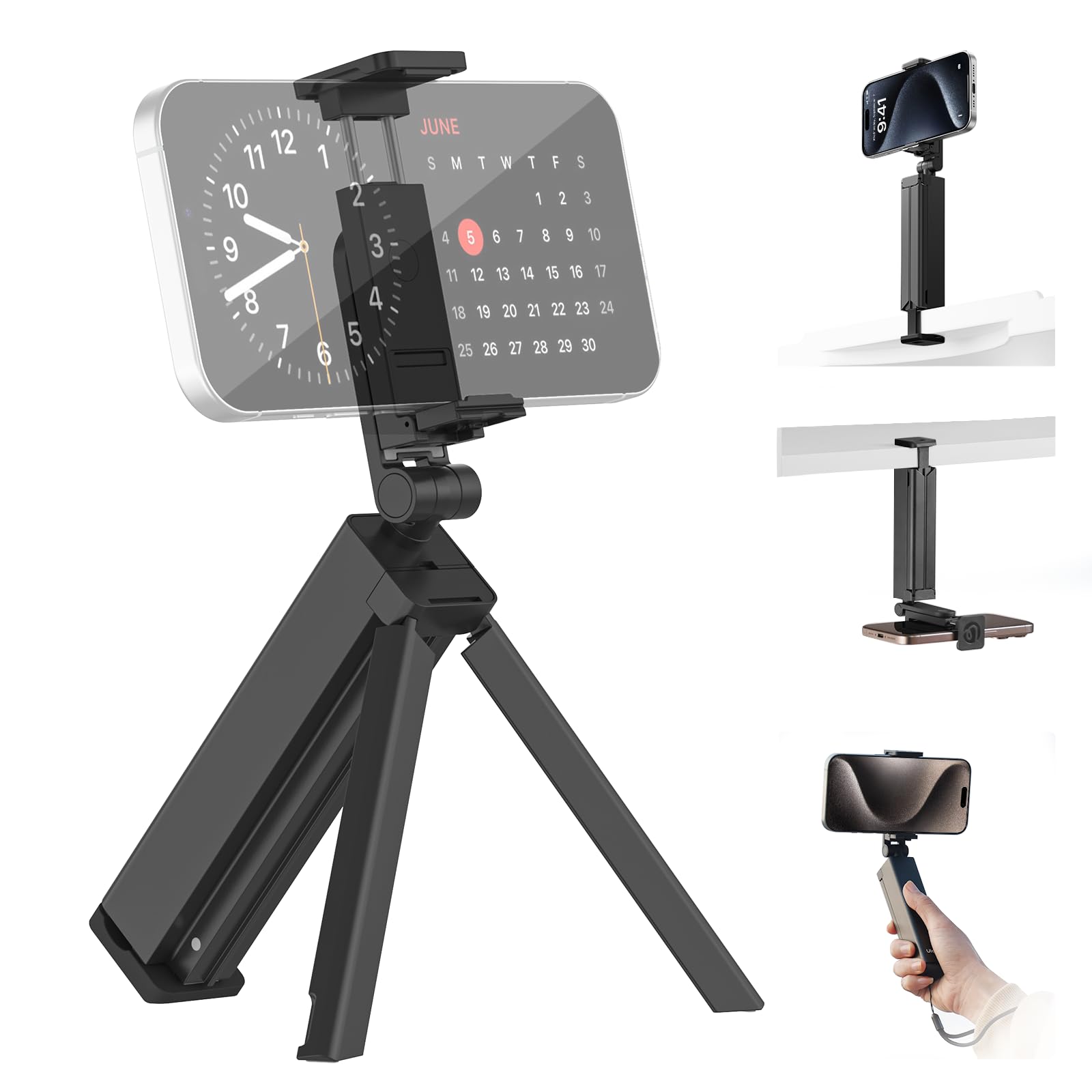 ULANZI SK-20 Travel Essentials Airplane Phone Holder, Phone Tripod 360° Rotation,Travel Must Have Handsfree Cellphone Stand for Desk,Flight Essential Universal Adjustable Stand for Train Table - Medaid International