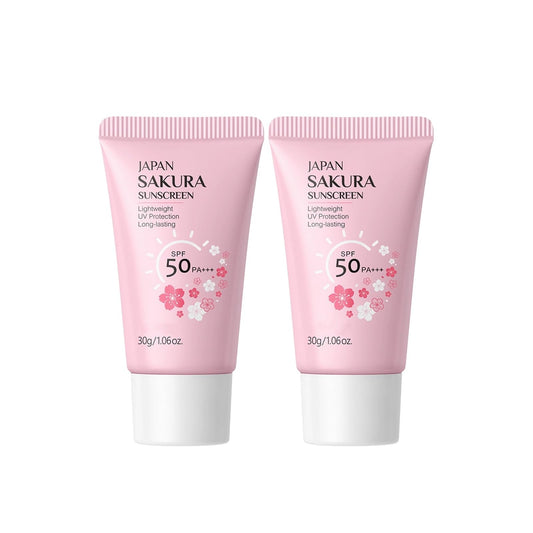 Hydrating Sunscreen SPF 50 – 2Packs Lightweight Hydrating JAPANESE SAKURA Face & Body Sunscreen, Moisturizing Isolation Cream Non-Greasy, Fast-Absorbing, No White Cast - Medaid International