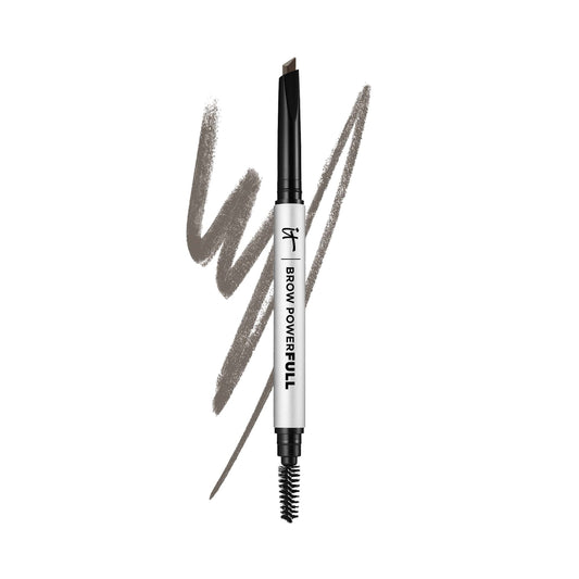 IT Cosmetics Brow PowerFULL Universal Taupe Eyebrow Pencil - with Triangular Tip, Delivers Bold Volume, Precise Shaping, Adapts to All Hair Colors, Budge-Proof Formula, Built-In Spoolie Brush - Medaid International