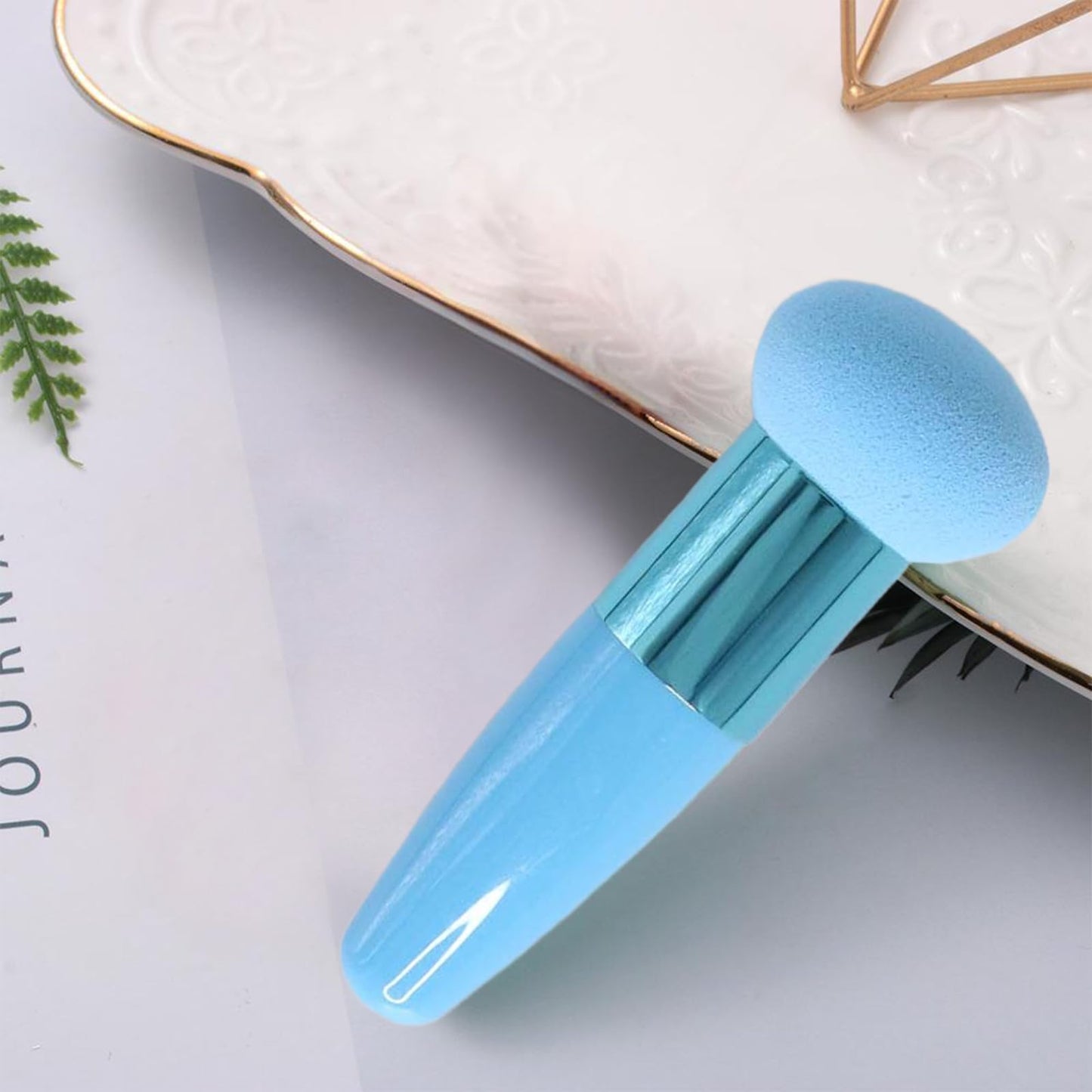 Foundation Makeup Sponge with Handle – Mushroom Shape Beauty Blender Stick for Smooth Application, Perfect for Liquid and Cream Cosmetics - Medaid International