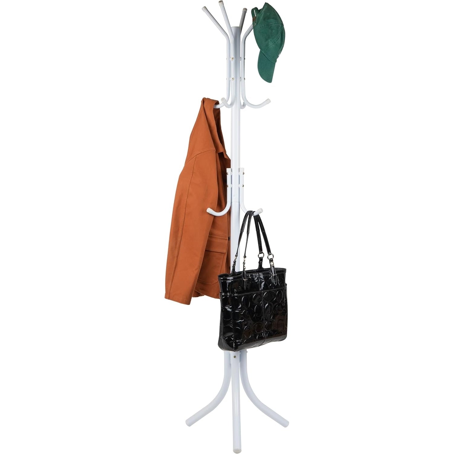 Mind Reader COATRACK11 Standing Metal Coat Rack Hat Hanger 11 Hook for Jacket, Purse, Scarf Rack, Umbrella Tree Stand, Black - Medaid - Lebanon