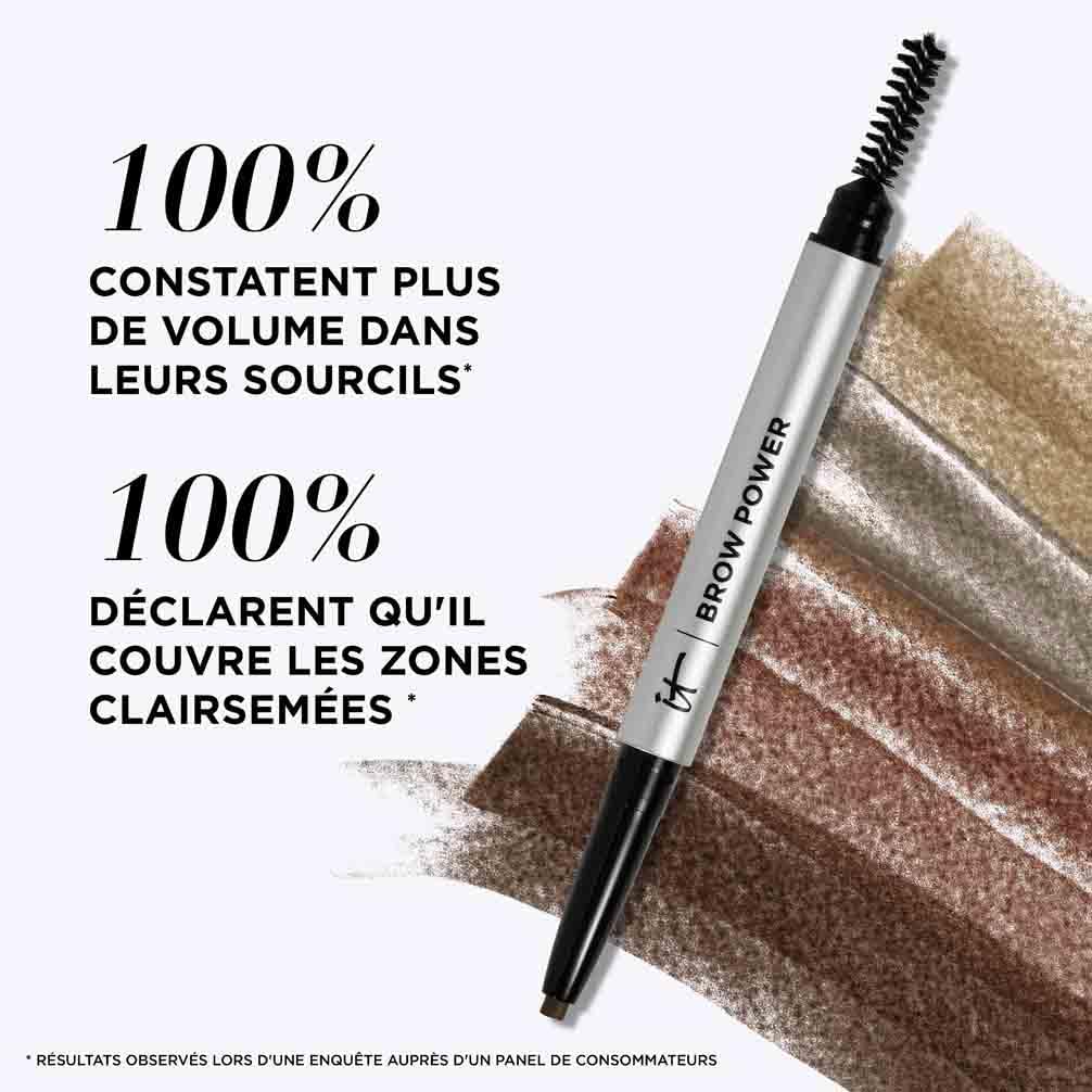 IT Cosmetics Brow Power Universal Taupe Brown Eyebrow Pencil (Taupe) -Long-Lasting, Budge-Proof, Nourishing Biotin & Antioxidants, Easy to Apply & Adjustable, Natural Brow Makeup, Built-in Spoolie - Medaid International