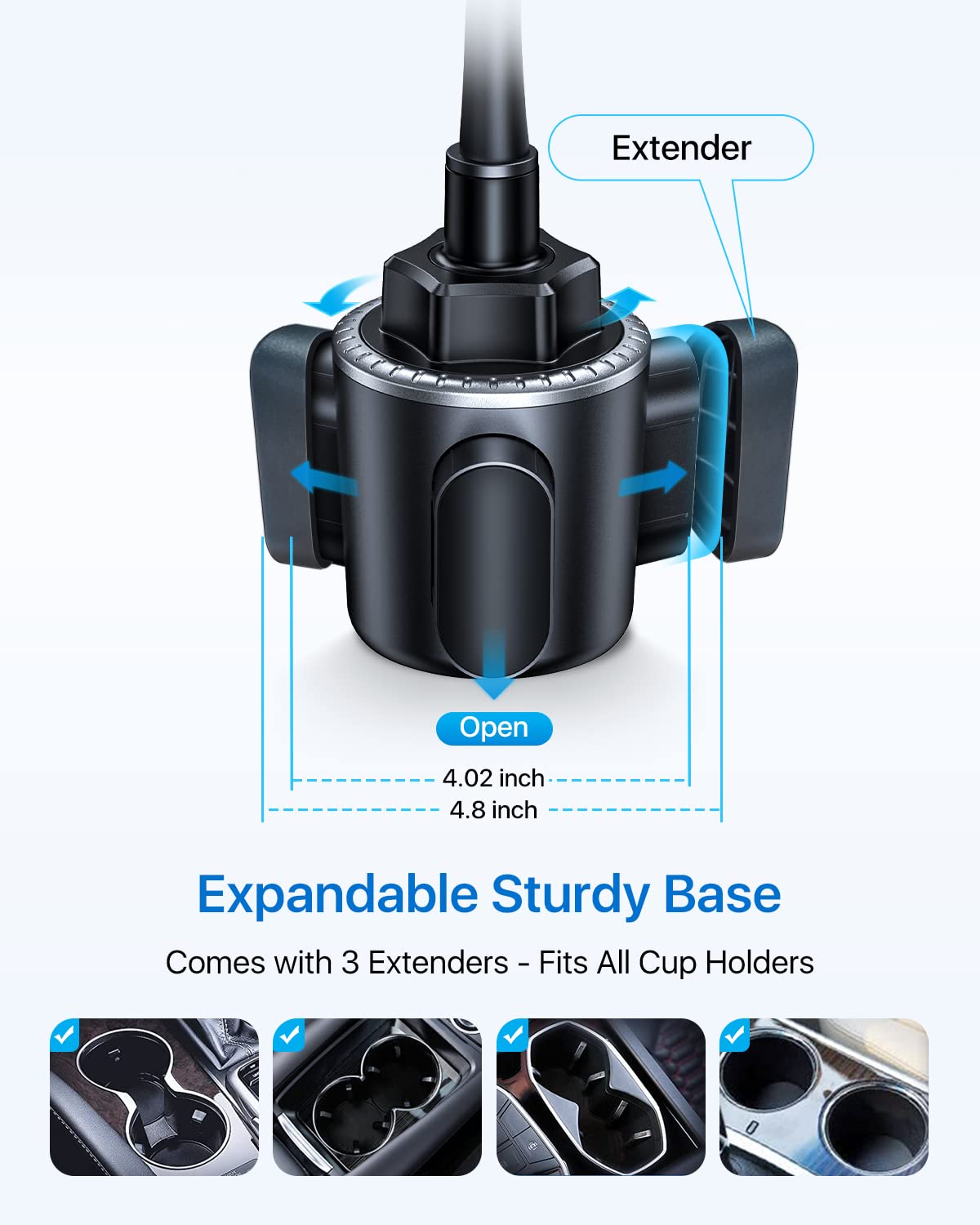 andobil Military-Grade Cup Phone Holder for Car/Truck, [2025 Enhanced] 13" 360° Adjustable Gooseneck w/Anti-Shake Car Mount, Universal Car Phone Holder for iPhone/Samsung/Pixel All 4.0-7.0" Devices - Medaid International