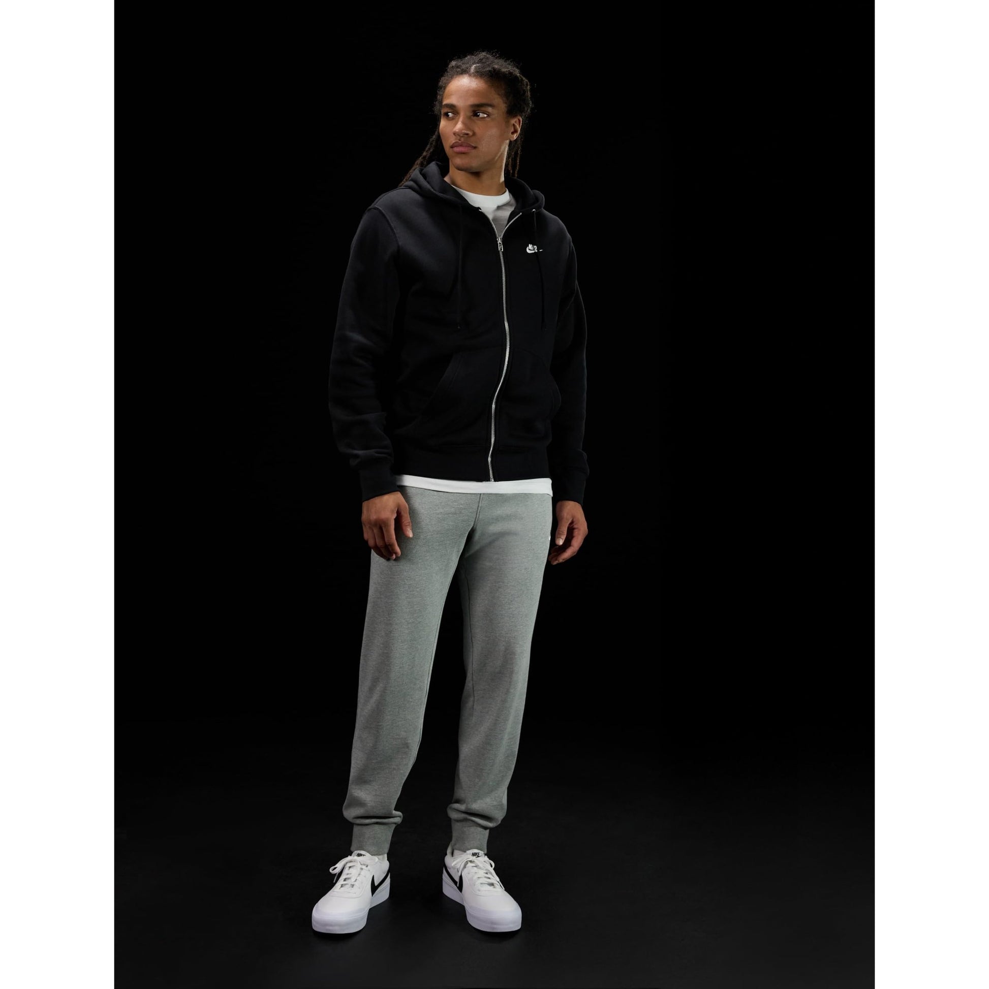 Nike Men's Club Full-Zip Fleece Hoodie, Black/Black/White, Medium - Medaid International