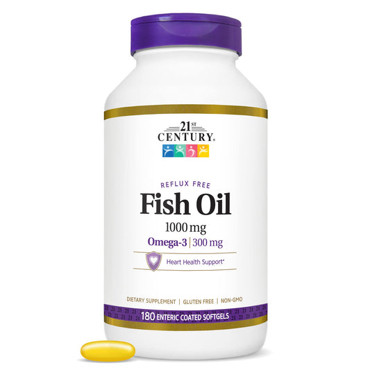 21st Century Fish Oil 1000 Mg Enteric Coated Softgels, 180Count - Medaid International