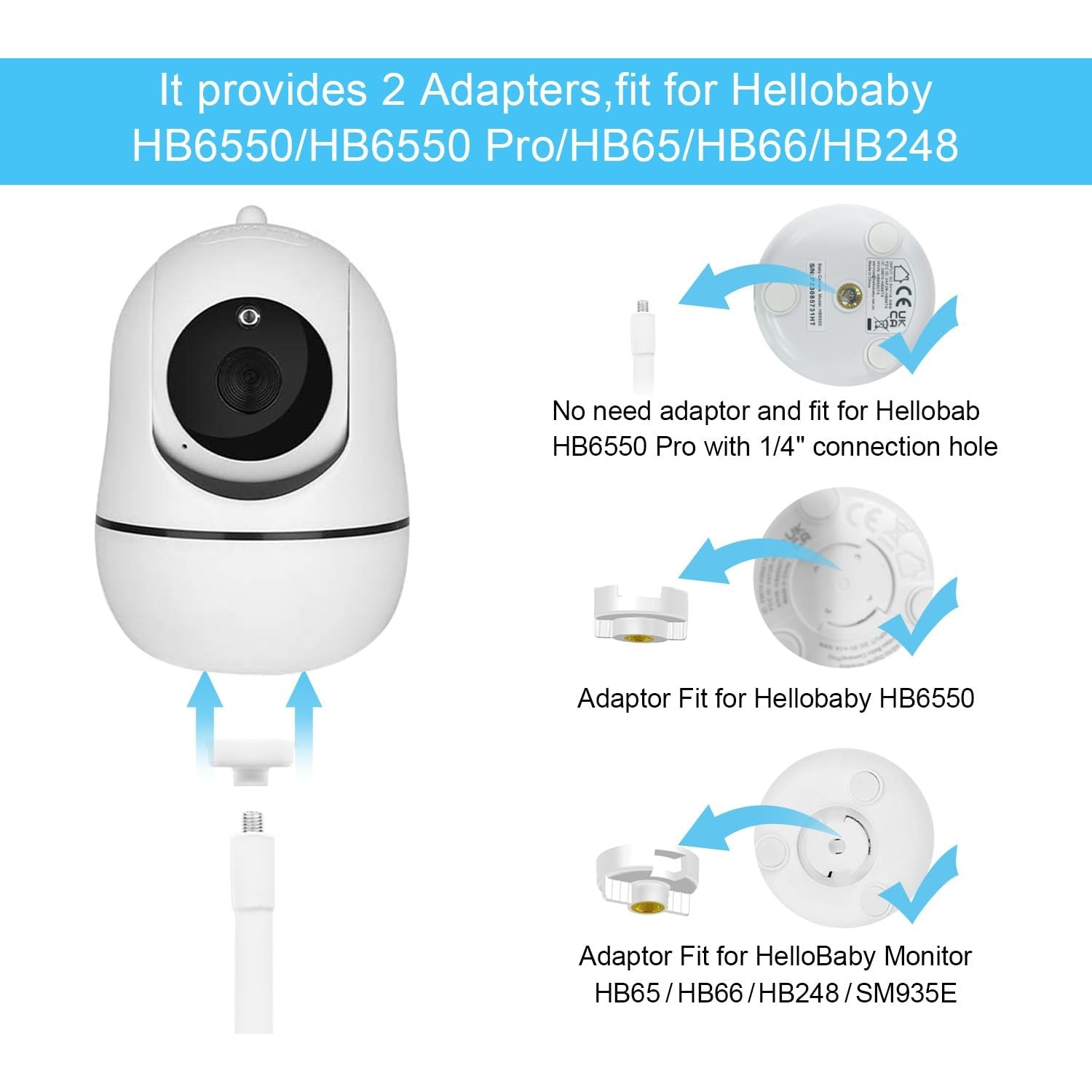 Flexible Adjustable Height Mount for Infant Optics DXR-8 Pro and Hellobaby HB6550 HB65/HB66/HB248 and Also Compatible with The Nanit Pro Smart Baby Monitor & Flex Stand - Medaid International