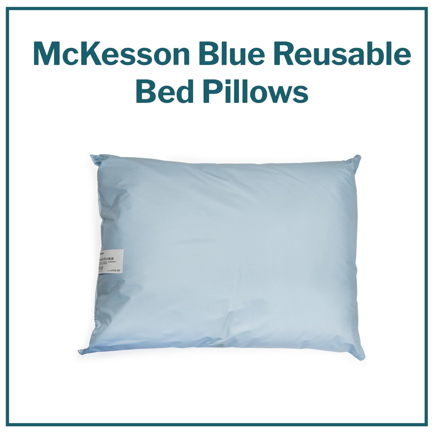 McKesson Medical Pillow [1 Count] Reusable Hospital Bed Pillows, Vinyl Cover, Fluid Moisture and Stain-Resistant, Blue, 19 in x 25 in - Medaid International