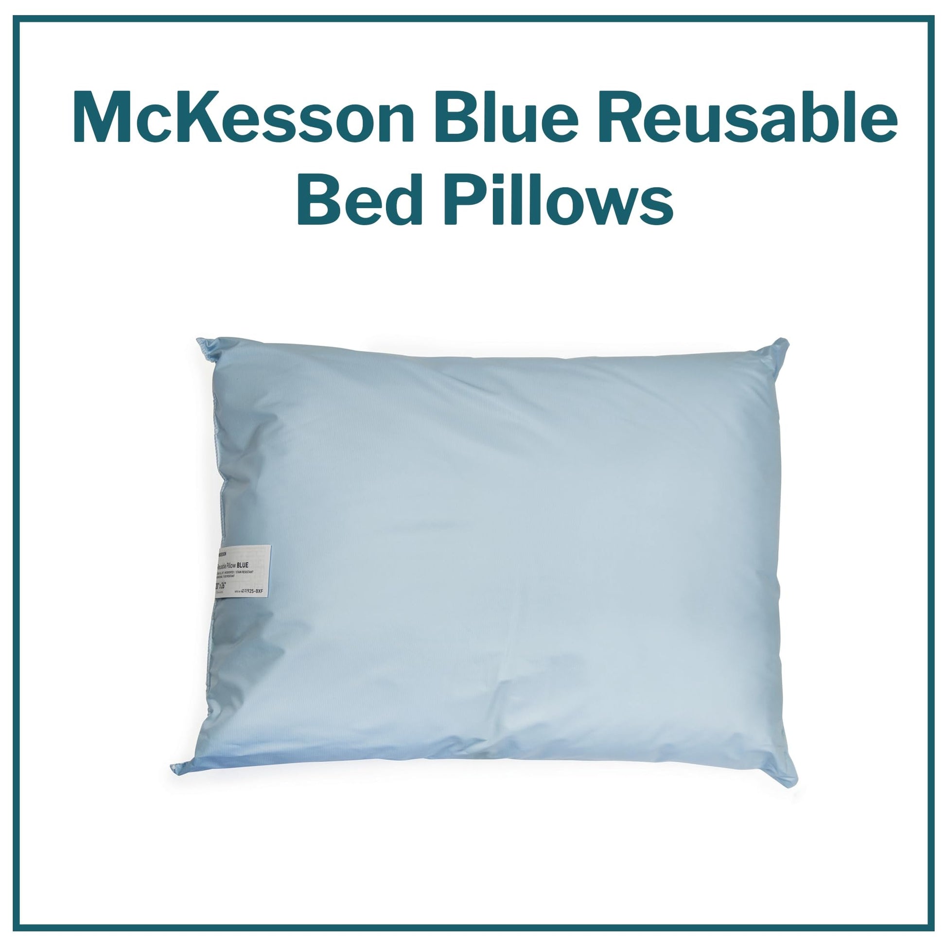 McKesson Medical Pillow [1 Count] Reusable Hospital Bed Pillows, Vinyl Cover, Fluid Moisture and Stain-Resistant, Blue, 19 in x 25 in - Medaid International