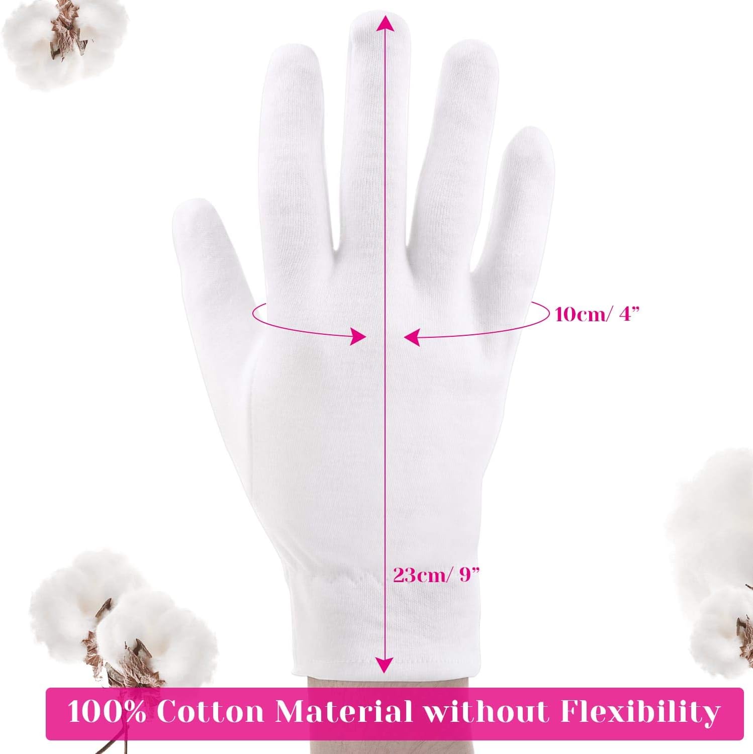 selizo 100% Cotton Gloves for Eczema, White Cotton Gloves for