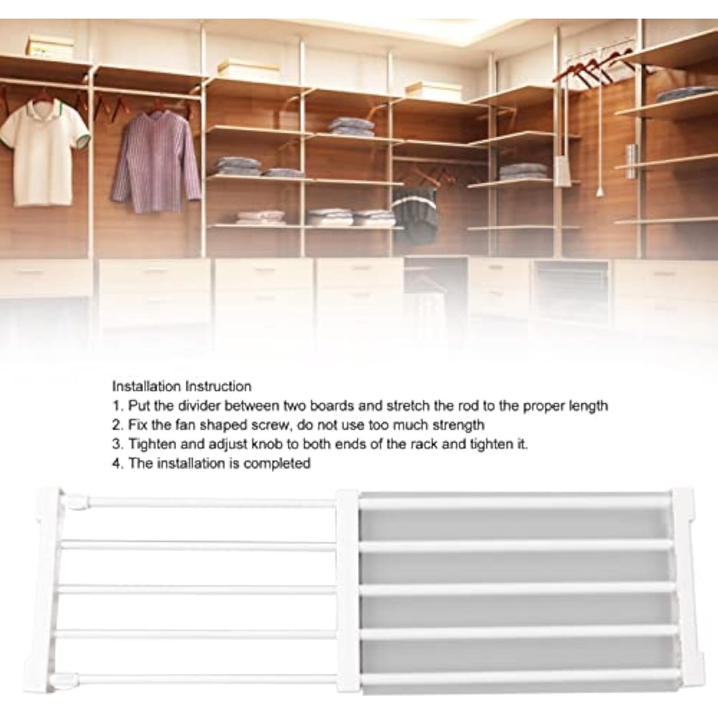 منظم رفوف خزانة قابل للتوسيع من نالاكال، 30-40 سم، رف واحد، حامل يثبت على الحائط، سعة 20 كجم