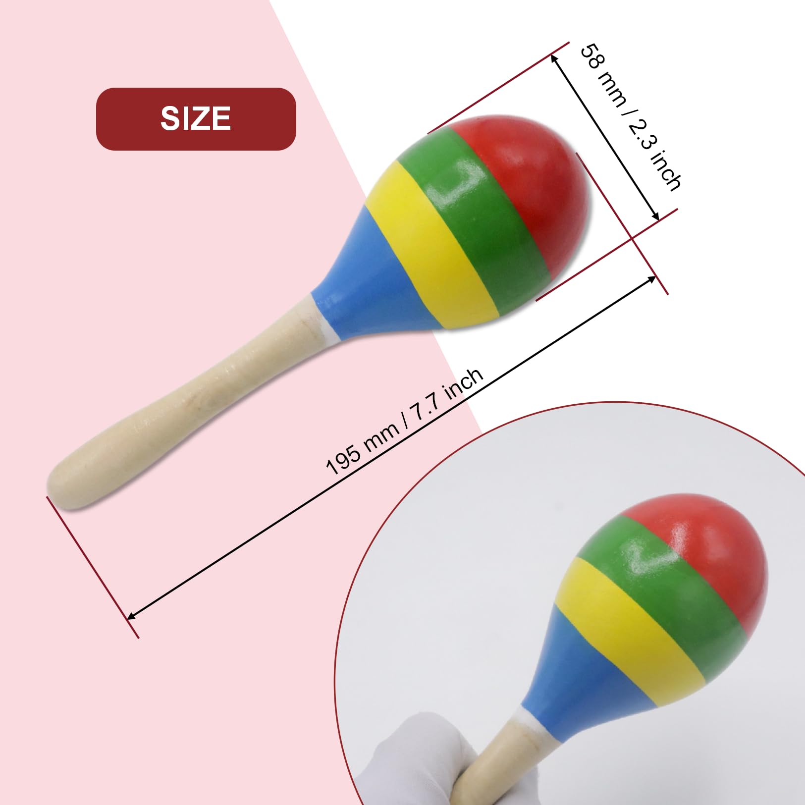 Cheerock Wooden Maracas Set, Latin Salsa Rumba Shakers, Hand Percussion Rattles for Rhythm and Music Making, Ideal for Bands, Ensembles, Classrooms and Parties, Pack of 2 - Medaid International