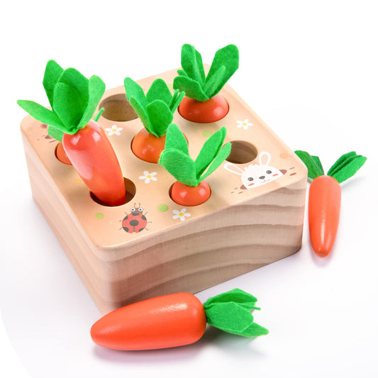 XPIY Montessori Toys for 1 Year Old, Carrots Harvest Wooden Baby Toys for 6-12 Months Educational Shape Sorting Matching Toys for Toddler Fine Motor Skill Development, Gift for Kids Birthday Easter - Medaid International