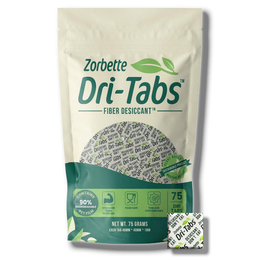 Zorbette Dri-Tabs | Food-Safe Moisture Absorbers – Keep Fruits, Veggies, Snacks, Bread & More Fresher, Longer! Eco-Friendly, Plant Based Desiccant That Replaces Silica Gel Packets - 75pk (Green) - Medaid International
