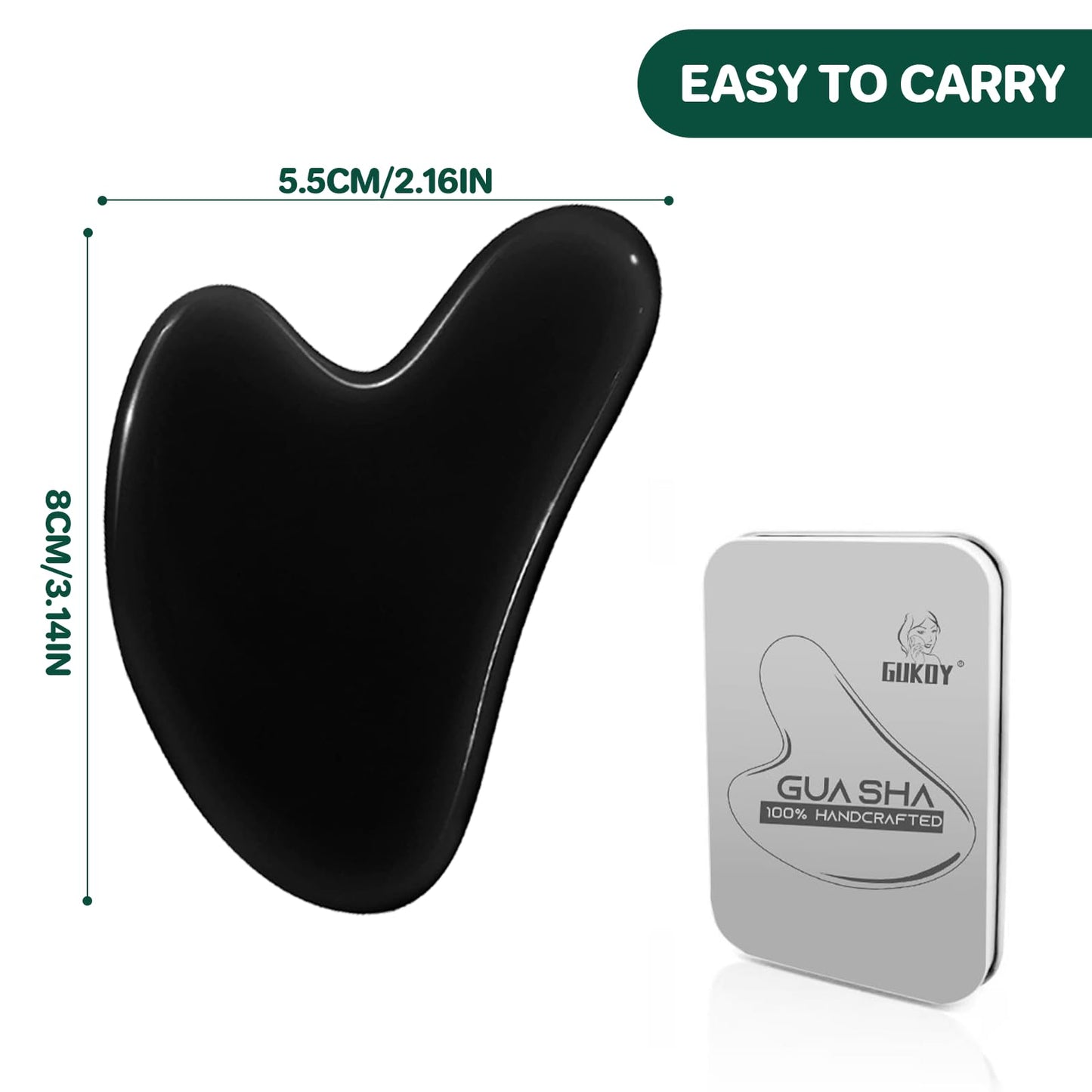 Gua Sha Facial Tools, GuaSha Massage Tool Guasha Board for SPA Acupuncture Therapy Trigger Point Treatment, Gua Sha Scraping Massage Tool (Black) - Medaid International