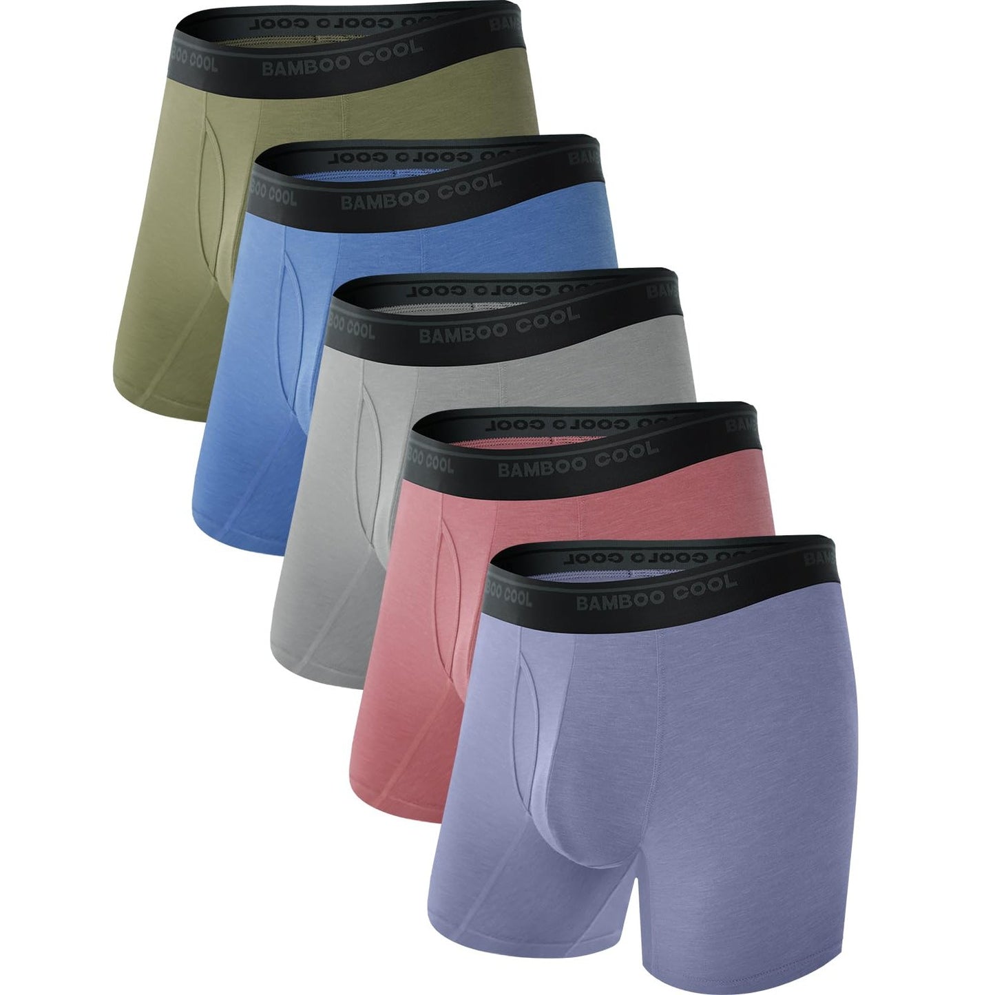BAMBOO COOL Men's Underwear Boxer Briefs Ultra Breathable Stretch No Riding Up with Fly Multipack - Medaid International