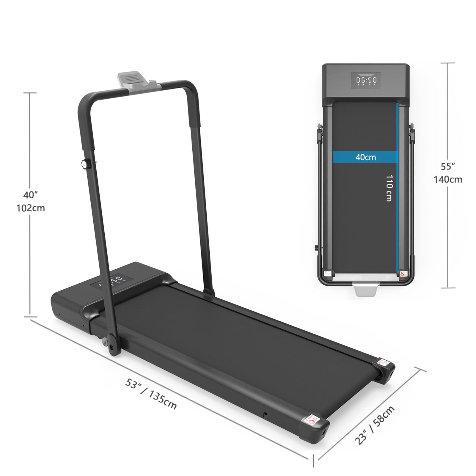 NaKeah Folding Treadmill for Home, 1.5hp Walking Pad, Under Desk Treadmill for Workout with 1-10km/H, For Home/Office Fitness Exercise,Silver - Medaid International