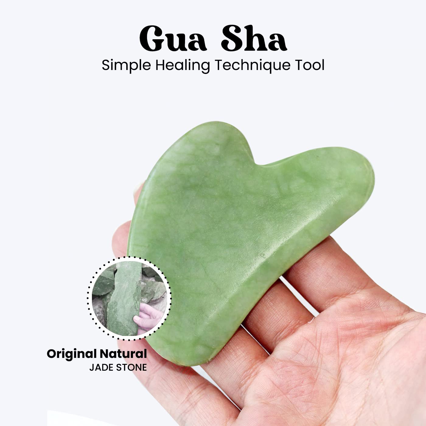 ROSELYNBOUTIQUE Healing Crystal Gua Sha Facial Tools - Guasha Tool for Face Massager Self Care Gifts for Men Women (Jade Green) - Medaid International