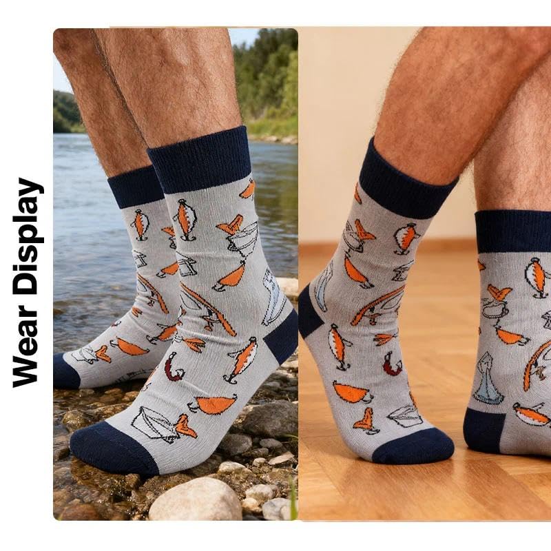 Guqqeuc Birthday Gifts for Father Grandpa Fishing Gifts Socks for Boyfriend Husband Fisherman Xmas Holiday Gift Brother Uncle Funny Mens Crew Sock Fishing Lover Presents for Friends Family - Medaid International