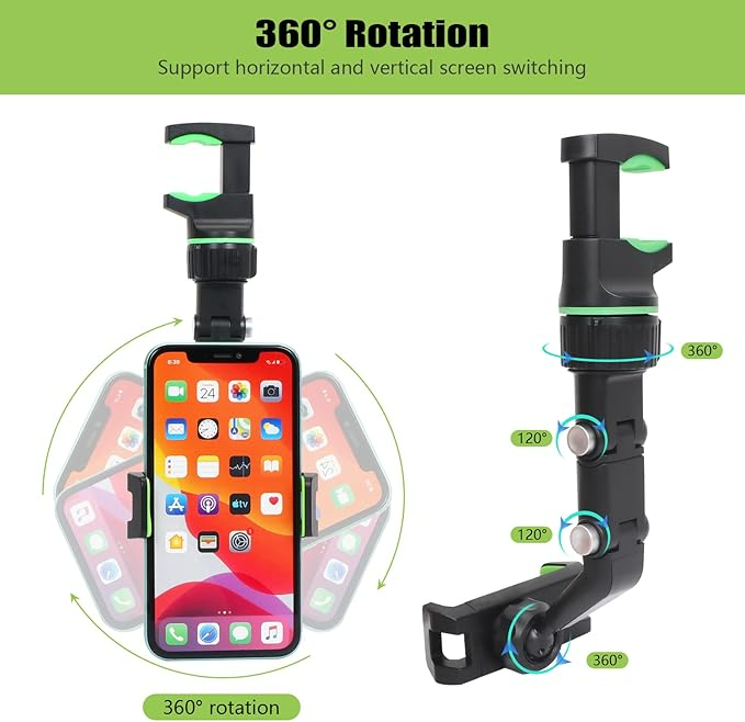 Multifunctional Car Phone Holder Mount, Rearview Mirror Phone Holder for Car, 360 Degree Rotatable - Medaid International