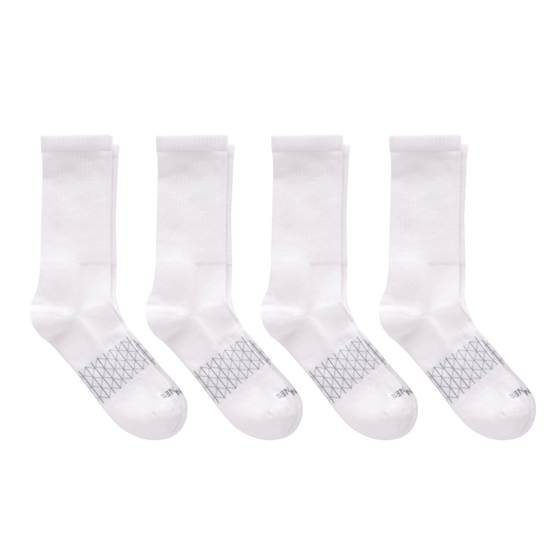 Hanes Men's Absolute Active Cushioned Crew, Moisture Wicking Socks, Seamless Toe, 4-Pack, White, 6-12 - Medaid International