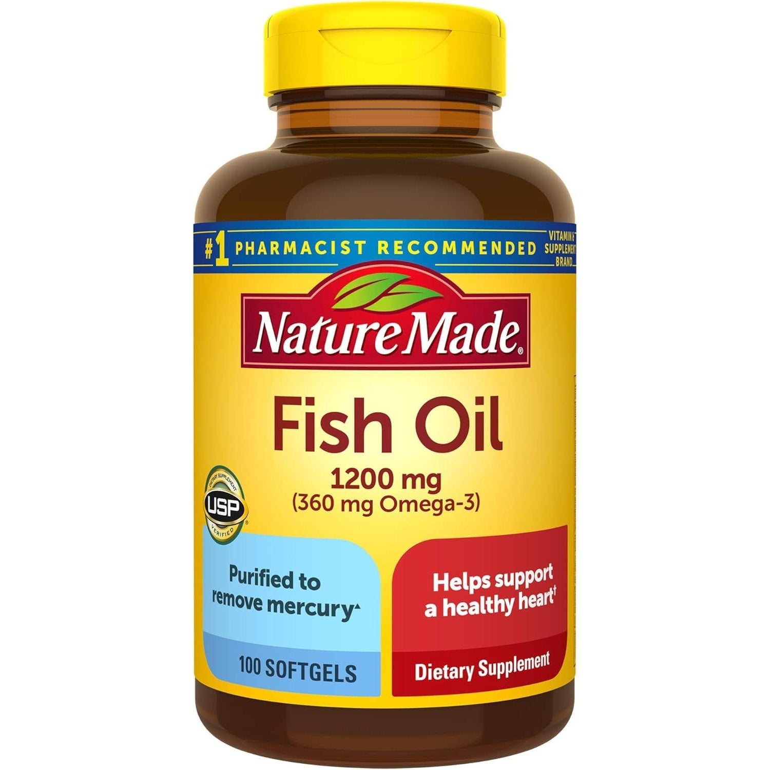 Fish Oil 1200mg, 100 Softgels, Fish Oil Omega 3 Supplement For Heart Health - Medaid International