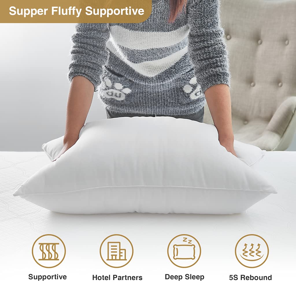 Acanva Bed Pillows for Sleeping, Cooling Hotel Quality with Premium Soft 3D Down Alternative Fill for Back, Stomach or Side Sleepers, Standard (Pack of 4), White - Medaid International