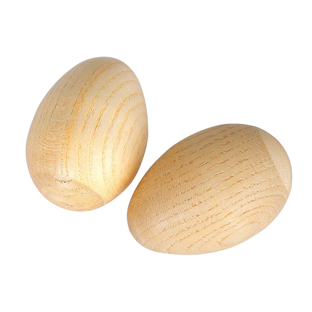 Wooden Maracas Egg Shakers Musical Percussion Instrument Eggs 2pcs Beige - Medaid International