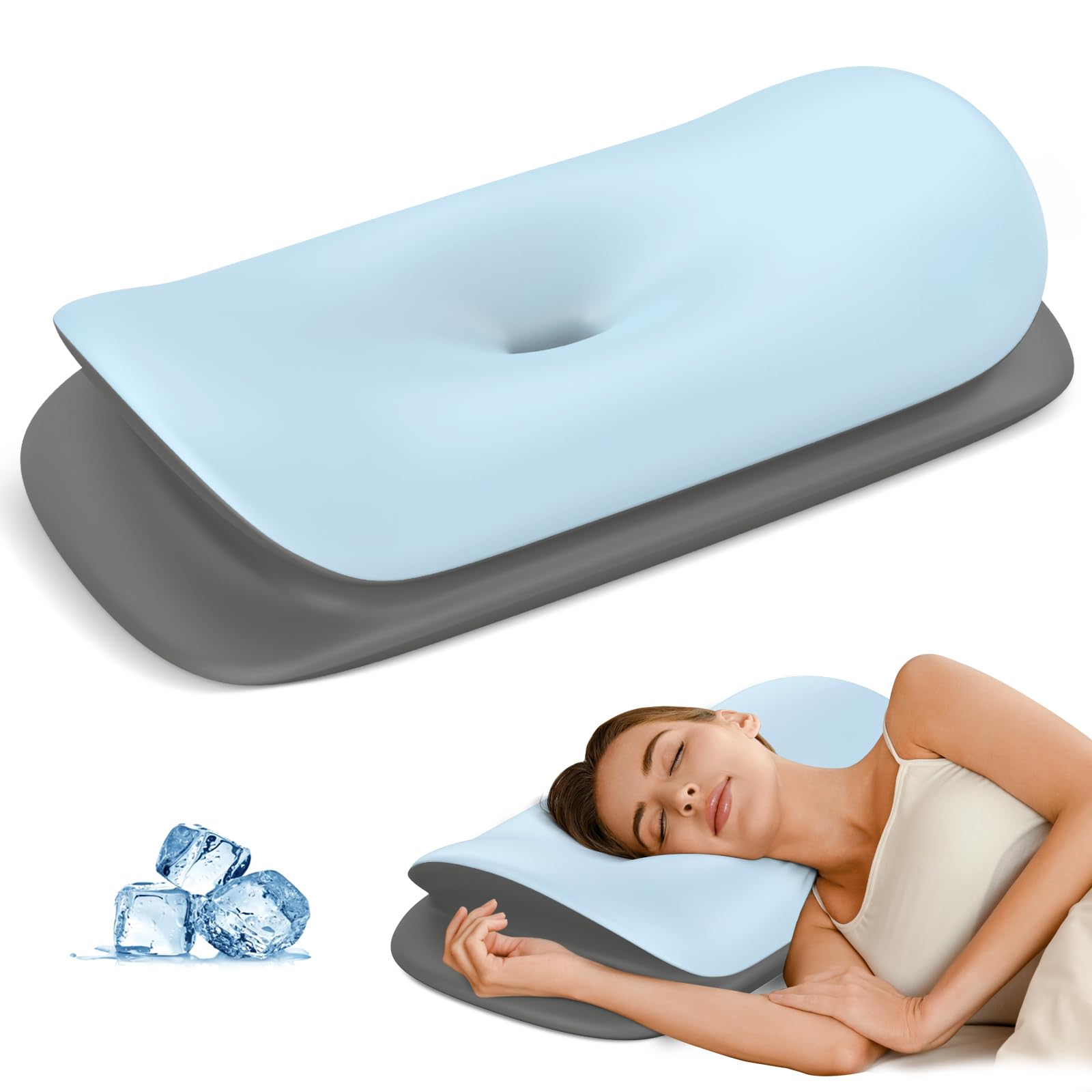 Olumoon Cervical Neck Pillow for Pain Relief - Ergonomic Memory Foam Contour Pillows for Side, Back & Stomach Sleepers, Cervical Pillow for Neck Support Sleeping with Breathable Cover - Medaid International