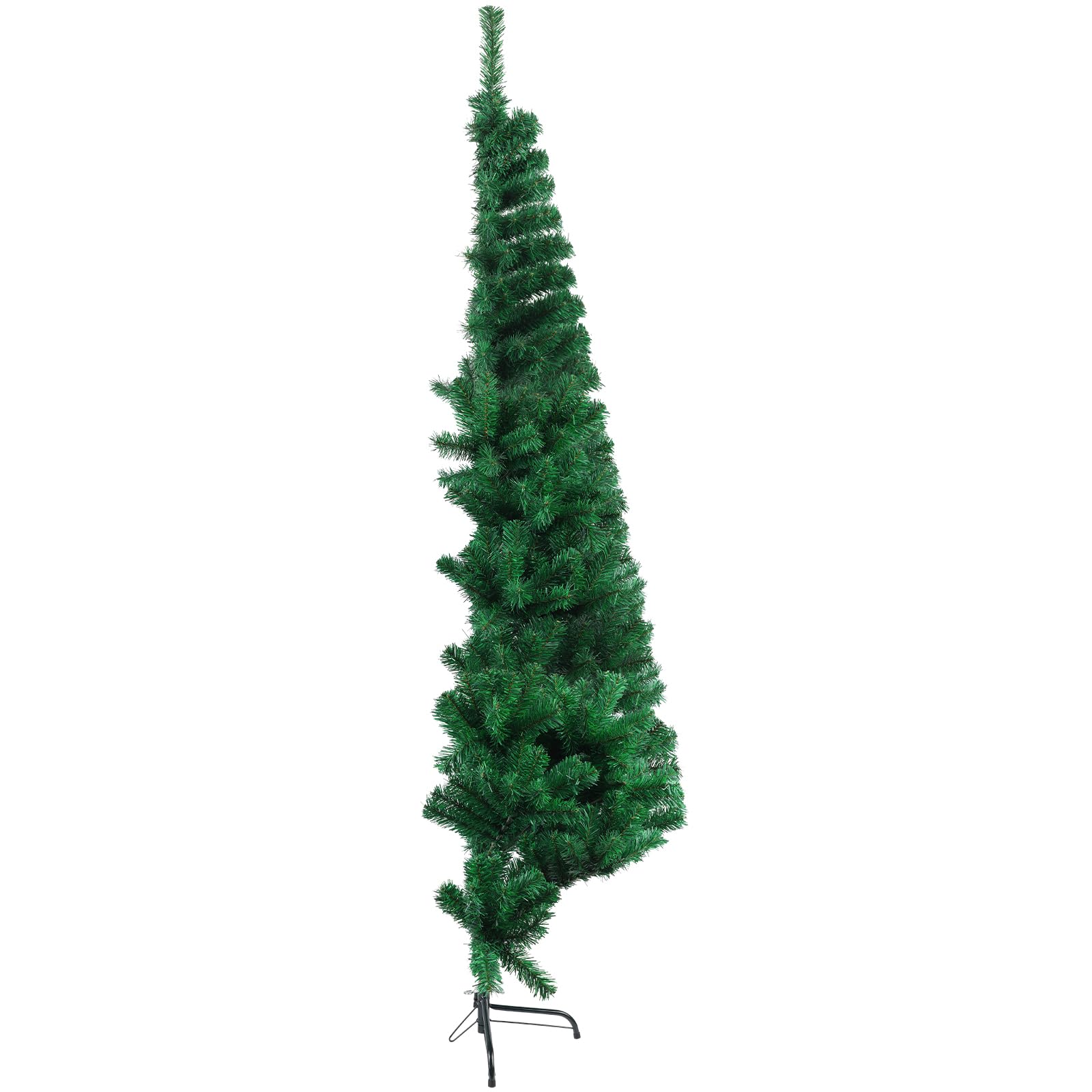 CCINEE 6ft Pine Artificial Christmas Green Half Tree Easy-Assembly with Solid Metal Stand for Wall Xmas Themed Party Decoration Indoor Outdoor Living Room Decor - Medaid International