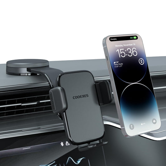 COOEXES Car Phone Holder, 360°Rotation Vacuum Suction Cup Phone Mount - 108LBS Nano Gel for Car, Bendable Arm & One-Hand Release, Truck Phone Holder for iPhone 17 Pro Max Samsung Android - Medaid International
