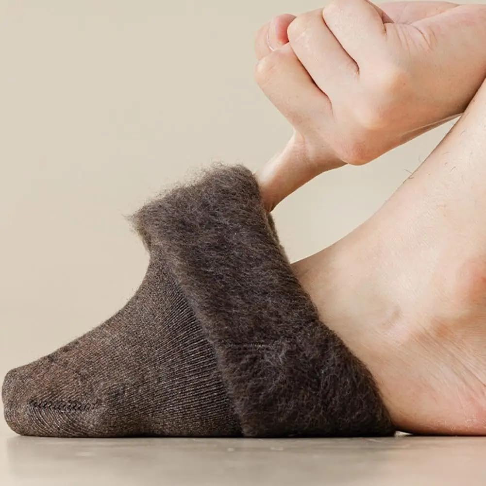 1Pair Thickened Warm Cashmere Socks Autumn Winter Men Women Solid Color Soft Mid-tube Socks Christmas New Year Gift (Coffee) - Medaid International