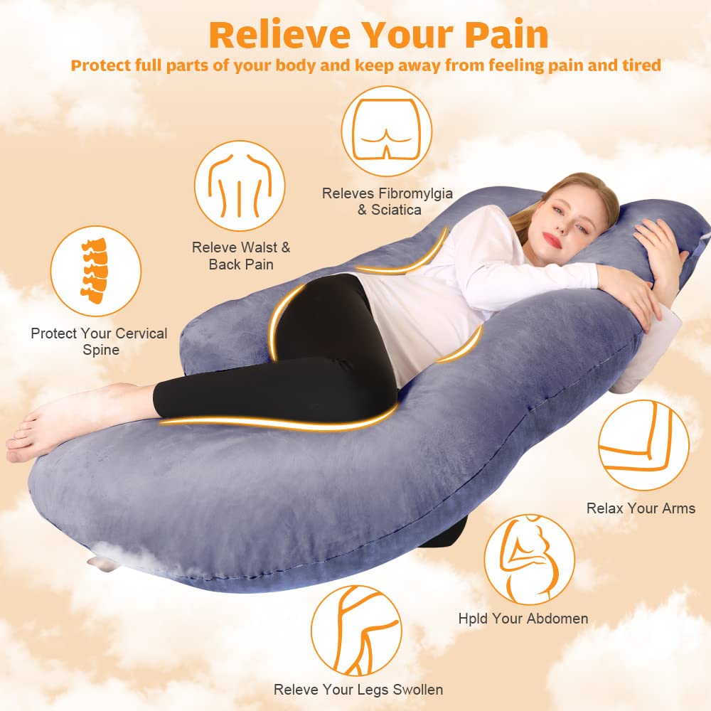 Chilling Home Pregnancy Pillow, U Shaped Full Body Maternity Pillow 58 inch, Pregnant Women Must Haves Pregnancy Pillows for Sleeping with Removable Cover - Medaid International